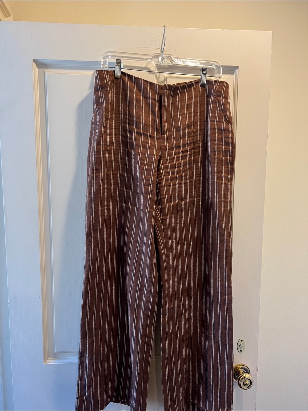 Reformation Brown Striped Wide Leg Pants